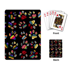 Colorful Paw Prints Pattern Background Reinvigorated Playing Card