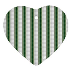 Plaid Line Green Line Vertical Heart Ornament (two Sides) by Mariart