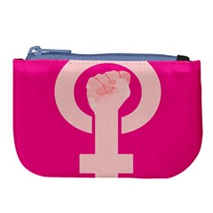 Women Safety Feminist Nail Strong Pink Circle Polka Large Coin Purse by Mariart