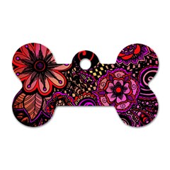 Sunset Floral Dog Tag Bone (two Sides) by Nexatart