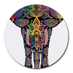 Prismatic Floral Pattern Elephant Round Mousepads by Nexatart