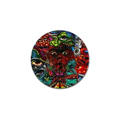 Abstract Psychedelic Face Nightmare Eyes Font Horror Fantasy Artwork Golf Ball Marker