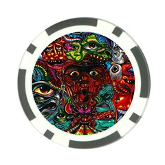 Abstract Psychedelic Face Nightmare Eyes Font Horror Fantasy Artwork Poker Chip Card Guard by Nexatart