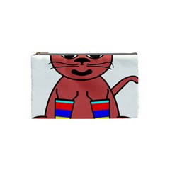 Cartoon Cat In Rainbow Socks Cosmetic Bag (small)  by Nexatart