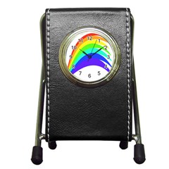 Rainbow Pen Holder Desk Clocks by Nexatart