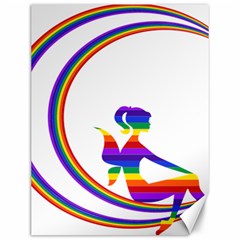Rainbow Fairy Relaxing On The Rainbow Crescent Moon Canvas 12  X 16   by Nexatart