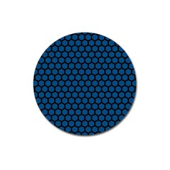 Blue Dark Navy Cobalt Royal Tardis Honeycomb Hexagon Magnet 3  (round) by Mariart