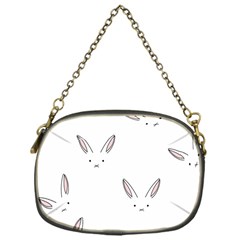 Bunny Line Rabbit Face Animals White Pink Chain Purses (one Side)  by Mariart