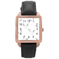 Bunny Line Rabbit Face Animals White Pink Rose Gold Leather Watch  by Mariart