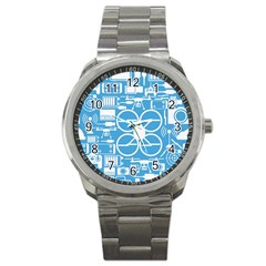 Drones Registration Equipment Game Circle Blue White Focus Sport Metal Watch by Mariart