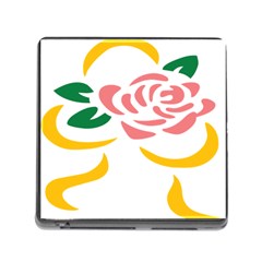 Pink Rose Ribbon Bouquet Green Yellow Flower Floral Memory Card Reader (square) by Mariart