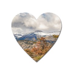 Forest And Snowy Mountains, Patagonia, Argentina Heart Magnet by dflcprints