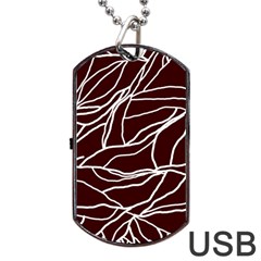 River System Line Brown White Wave Chevron Dog Tag Usb Flash (two Sides) by Mariart