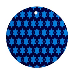 Star Blue Space Wave Chevron Sky Ornament (round) by Mariart