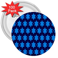 Star Blue Space Wave Chevron Sky 3  Buttons (100 Pack) 