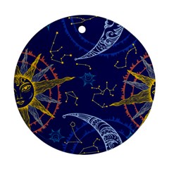 Sun Moon Seamless Star Blue Sky Space Face Circle Ornament (round) by Mariart