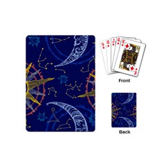 Sun Moon Seamless Star Blue Sky Space Face Circle Playing Cards (mini)  by Mariart