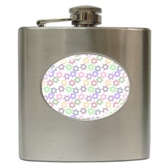 Star Space Color Rainbow Pink Purple Green Yellow Light Neons Hip Flask (6 Oz) by Mariart