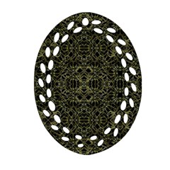Golden Geo Tribal Pattern Oval Filigree Ornament (two Sides) by dflcprints