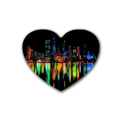 City Panorama Rubber Coaster (heart)  by Valentinaart