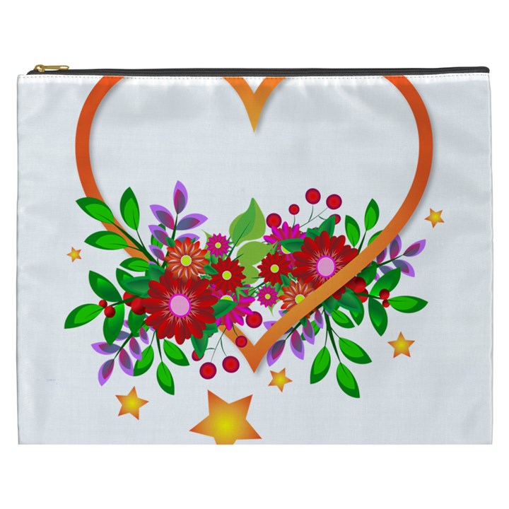 Heart Flowers Sign Cosmetic Bag (XXXL) 