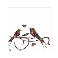 Birds Abstract Exotic Colorful Small Satin Scarf (square)