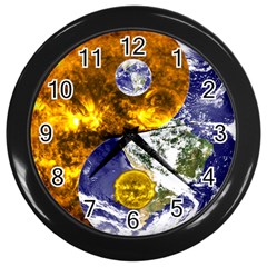 Design Yin Yang Balance Sun Earth Wall Clocks (black) by Nexatart