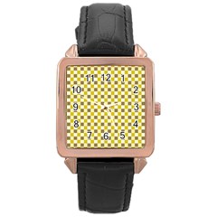 Plaid Pattern Rose Gold Leather Watch  by ValentinaDesign