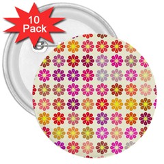 Multicolored Floral Pattern 3  Buttons (10 Pack)  by linceazul