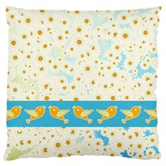 Birds And Daisies Large Cushion Case (two Sides) by linceazul