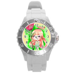 Happy Mother s Day Furry Girl Round Plastic Sport Watch (l) by Catifornia