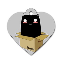 Black Cat In A Box Dog Tag Heart (one Side) by Catifornia