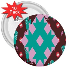 Animals Rooster Hens Chicks Chickens Plaid Star Flower Floral Sunflower 3  Buttons (10 Pack)  by Mariart