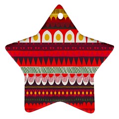 Fabric Aztec Red Line Polka Circle Wave Chevron Star Ornament (star) by Mariart