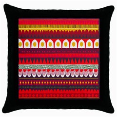Fabric Aztec Red Line Polka Circle Wave Chevron Star Throw Pillow Case (black) by Mariart
