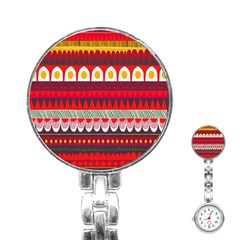 Fabric Aztec Red Line Polka Circle Wave Chevron Star Stainless Steel Nurses Watch by Mariart