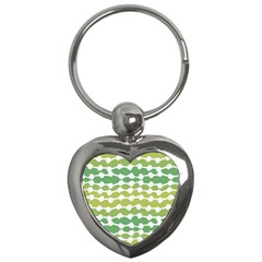 Polkadot Polka Circle Round Line Wave Chevron Waves Green White Key Chains (heart)  by Mariart