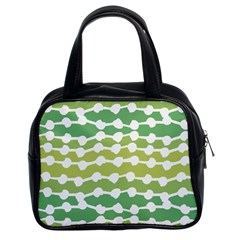 Polkadot Polka Circle Round Line Wave Chevron Waves Green White Classic Handbags (2 Sides) by Mariart