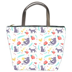 Redbubble Animals Cat Bird Flower Floral Leaf Fish Bucket Bags by Mariart