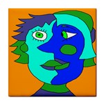 Visual Face Blue Orange Green Mask Tile Coasters