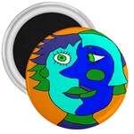 Visual Face Blue Orange Green Mask 3  Magnets