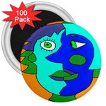 Visual Face Blue Orange Green Mask 3  Magnets (100 pack)