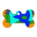 Visual Face Blue Orange Green Mask Dog Tag Bone (Two Sides)