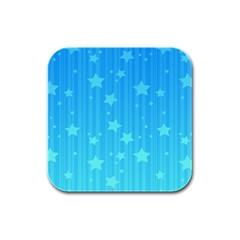 Star Blue Sky Space Line Vertical Light Rubber Square Coaster (4 Pack)  by Mariart