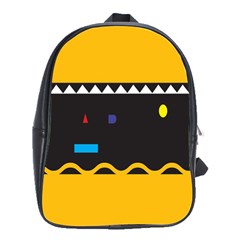 Bright Polka Wave Chevron Yellow Black School Bags(large)  by Mariart
