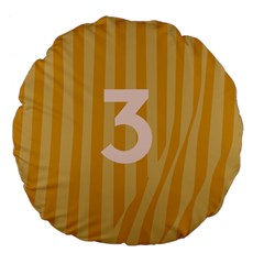 Number 3 Line Vertical Yellow Pink Orange Wave Chevron Large 18  Premium Flano Round Cushions