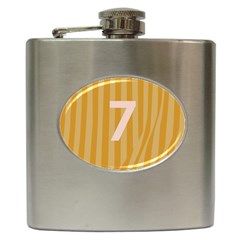 Number 7 Line Vertical Yellow Pink Orange Wave Chevron Hip Flask (6 Oz) by Mariart