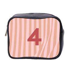 Number 4 Line Vertical Red Pink Wave Chevron Mini Toiletries Bag 2-side by Mariart