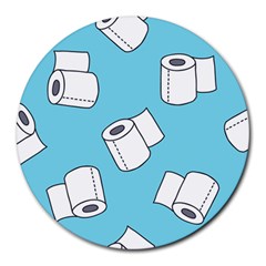 Roller Tissue White Blue Restroom Round Mousepads by Mariart