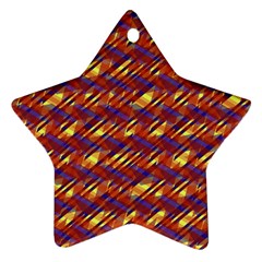 Linje Chevron Blue Yellow Brown Ornament (star) by Mariart